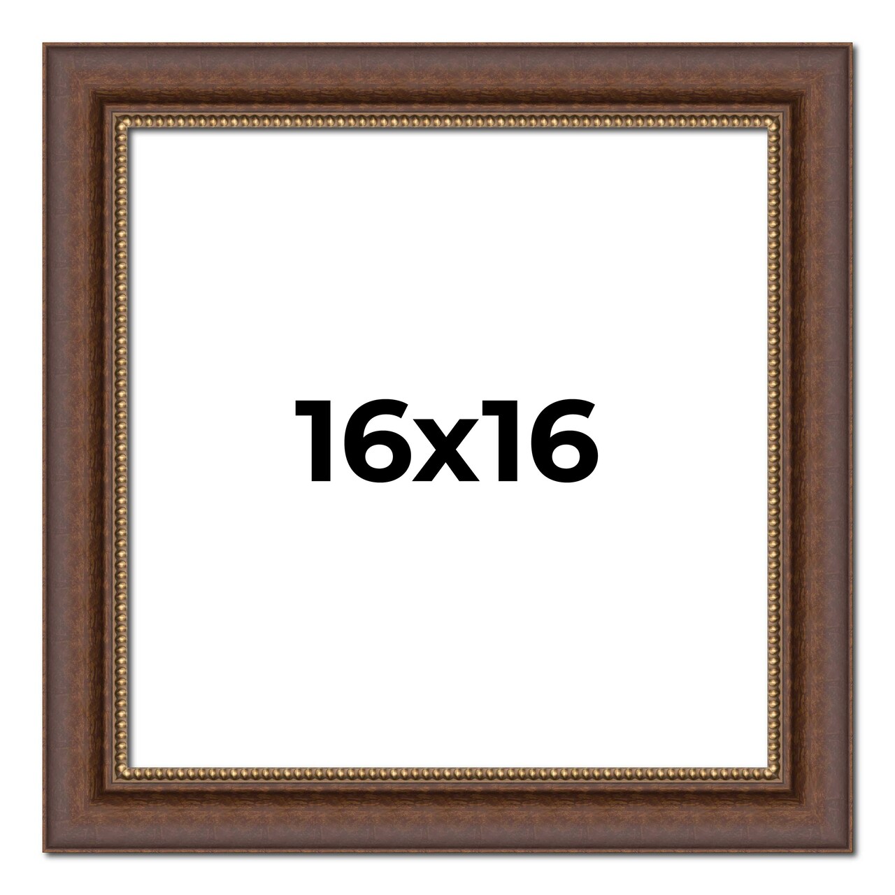 16x16 Traditional Brown Picture Frame - UV Acrylic, Foam Board Backing, Hanging Hardware